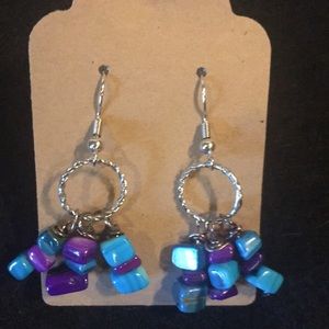 Purple & Turquoise Stone Dangle Earrings